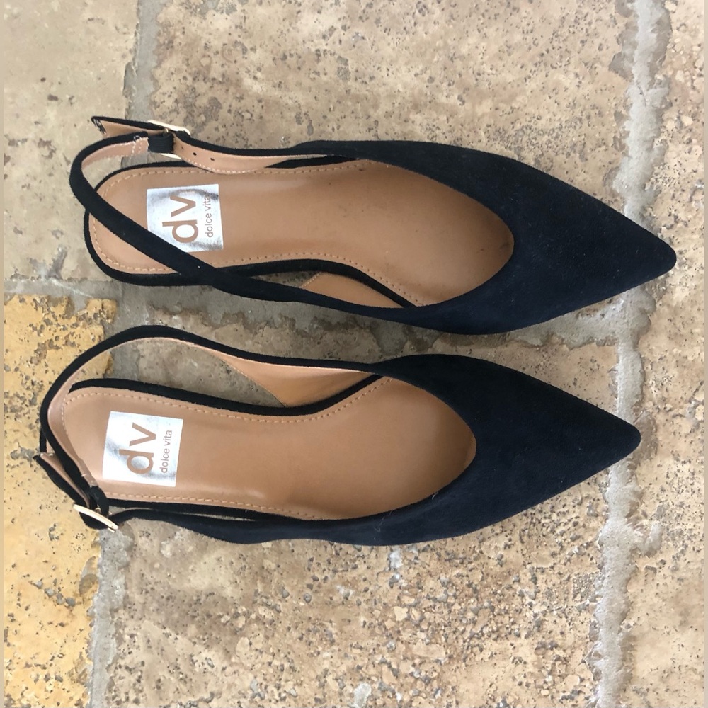 DV BY DOLCE VITA - Empress Pointed Toe Slingback Flat Black + NWT - Picture 13 of 14